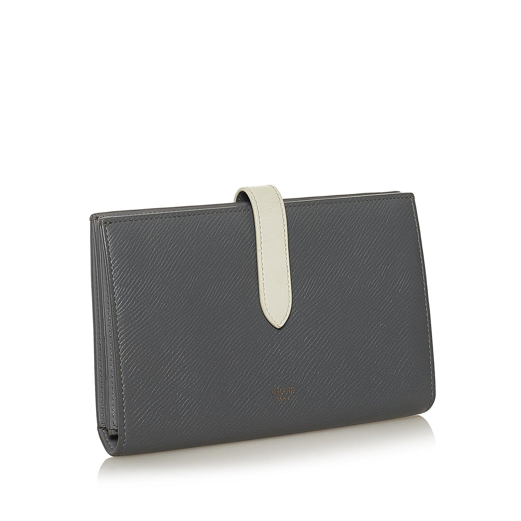 Celine Large Strap Wallet in Bicolour Grained Calfskin (SHG-35193)