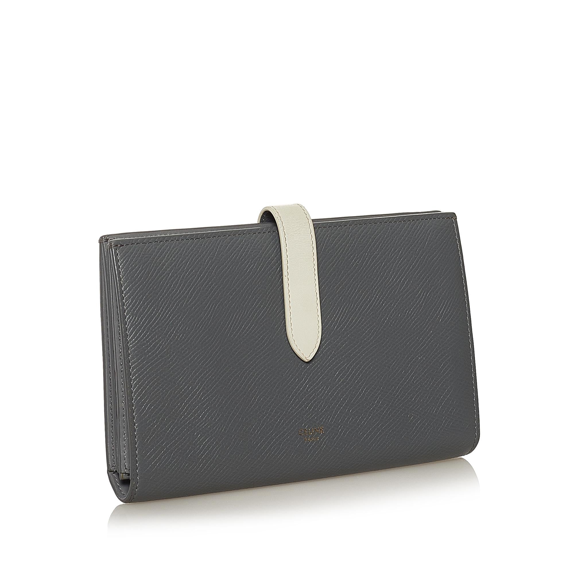 Celine Large Strap Wallet in Bicolour Grained Calfskin (SHG-35193)
