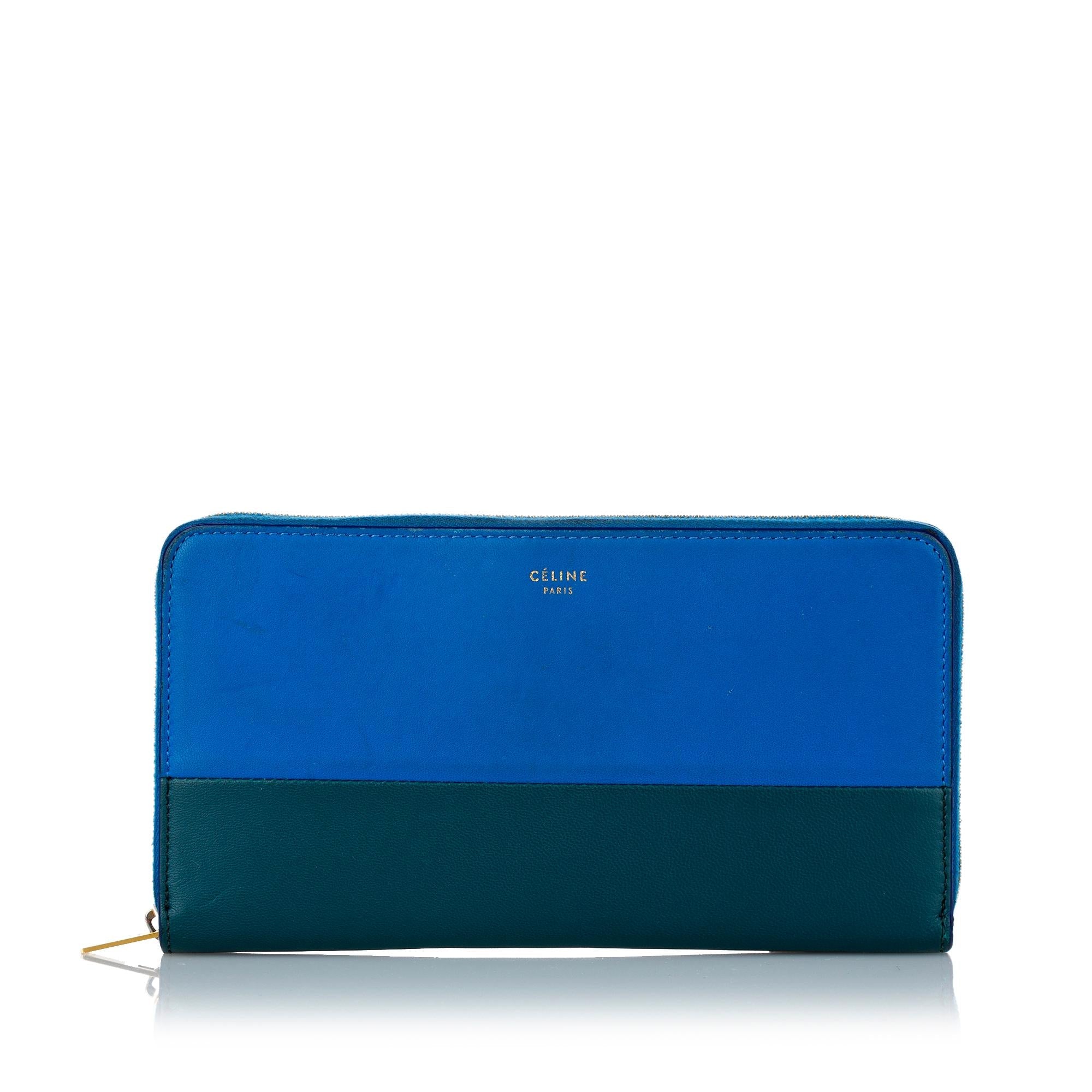 Celine Large Zipped Multifunction Bicolor Leather Wallet (SHG-ubPog5)