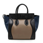 Celine Tricolor Leather Canvas Mini Luggage Tote (SHF-17162)