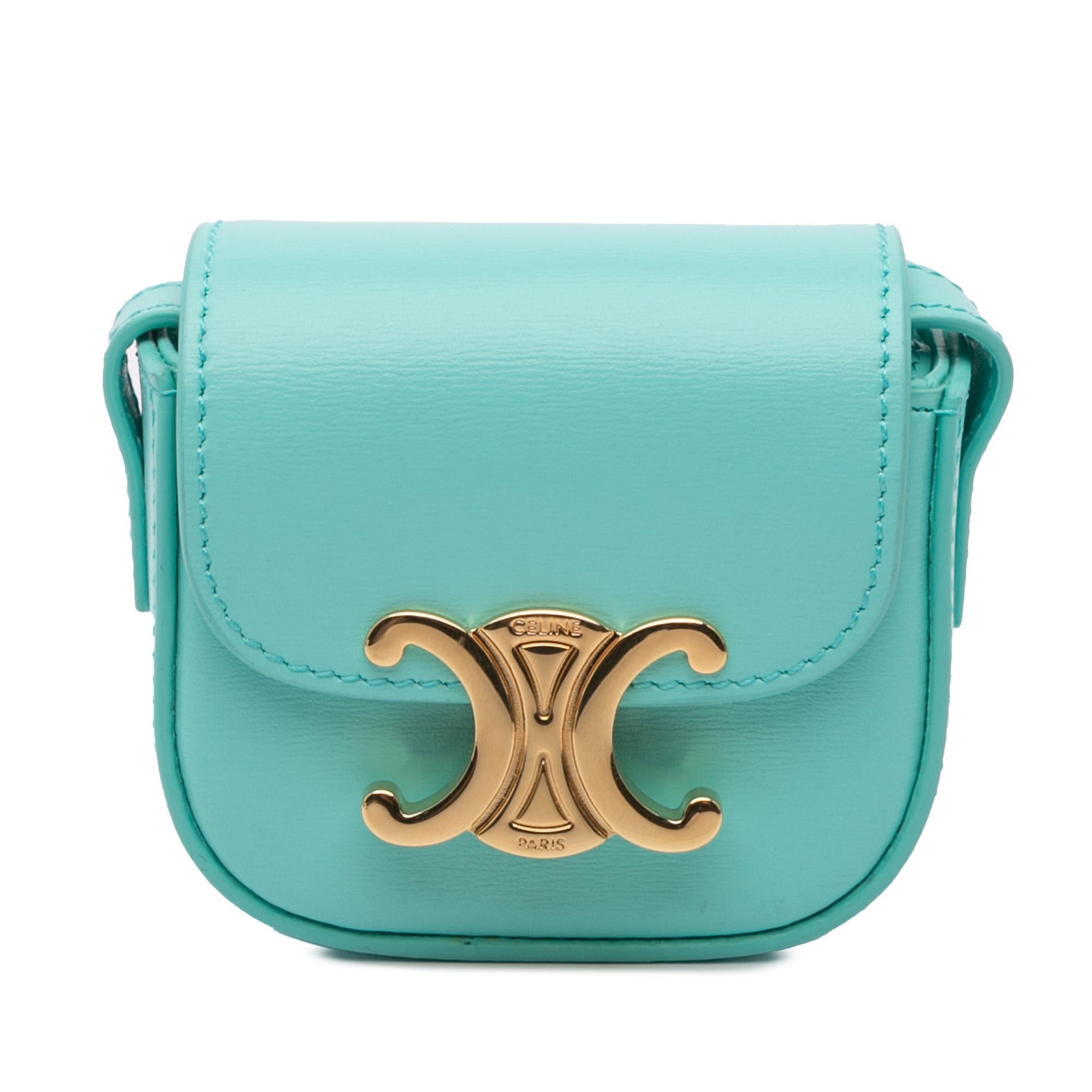Celine Leather Triomphe AirPods Case with Strap