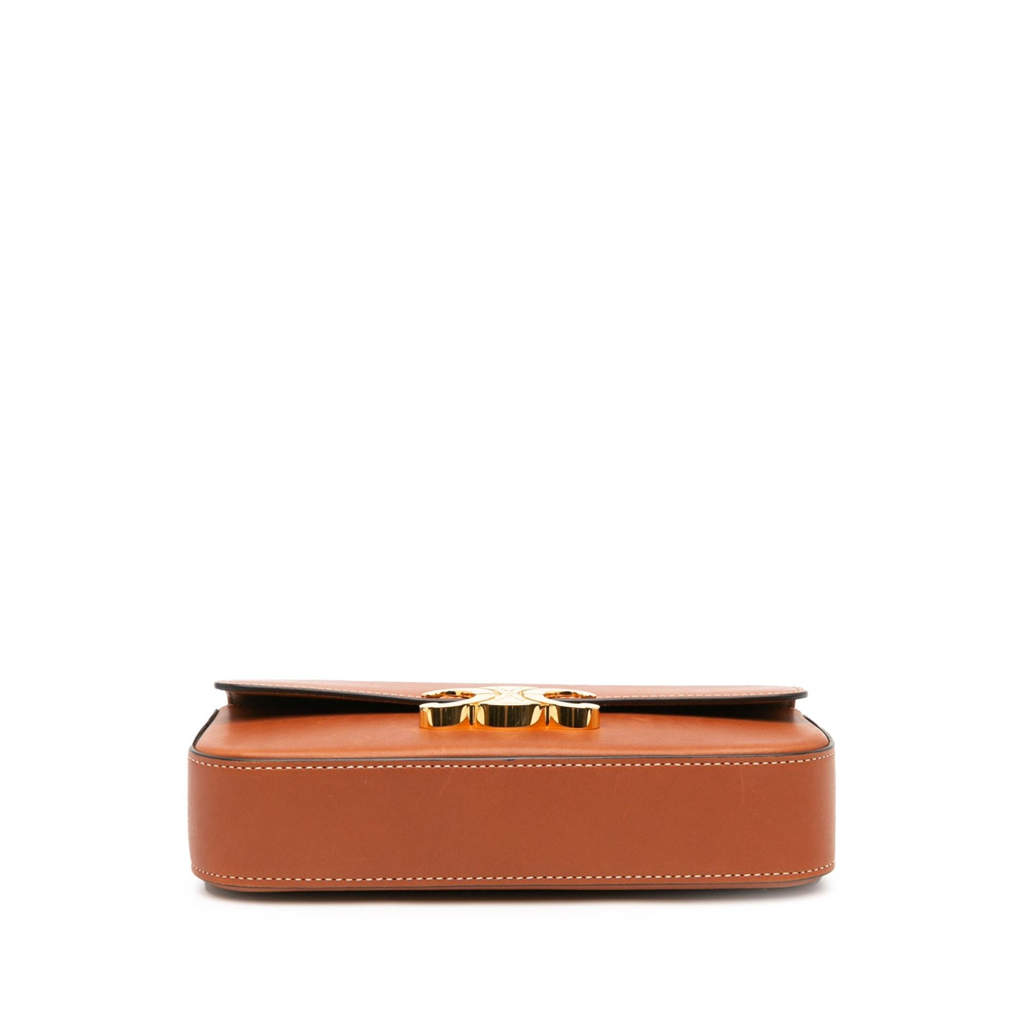 Celine Leather Triomphe Claude Shoulder Bag