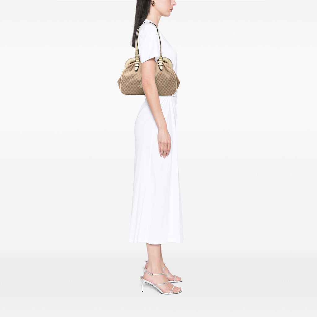 Celine Macadam Canvas Tassel Frame Satchel