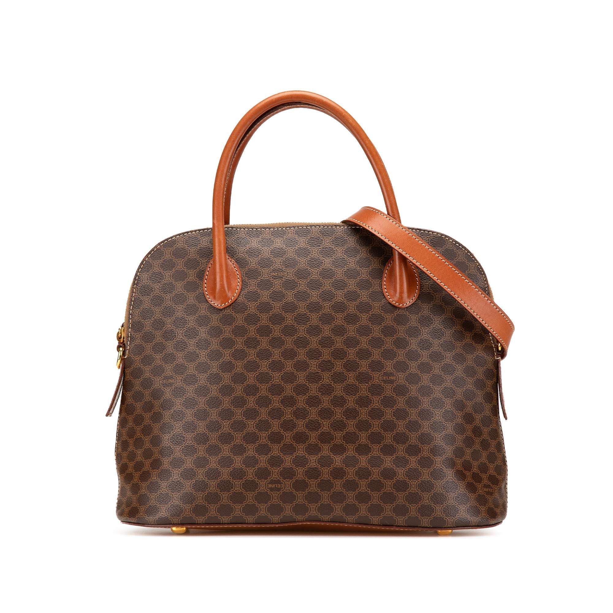 Celine Macadam Coated Canvas Dome Satchel