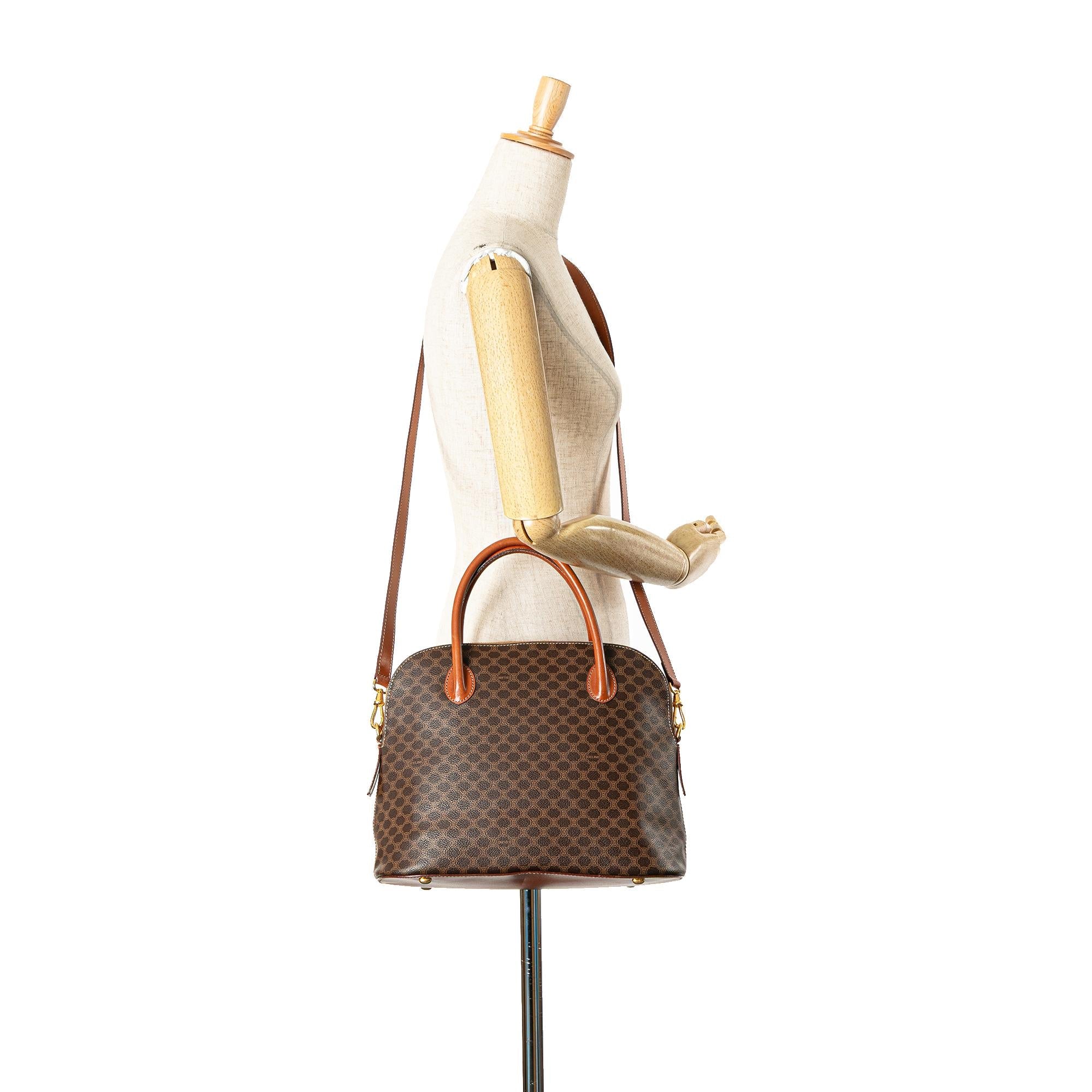 Celine Macadam Coated Canvas Dome Satchel