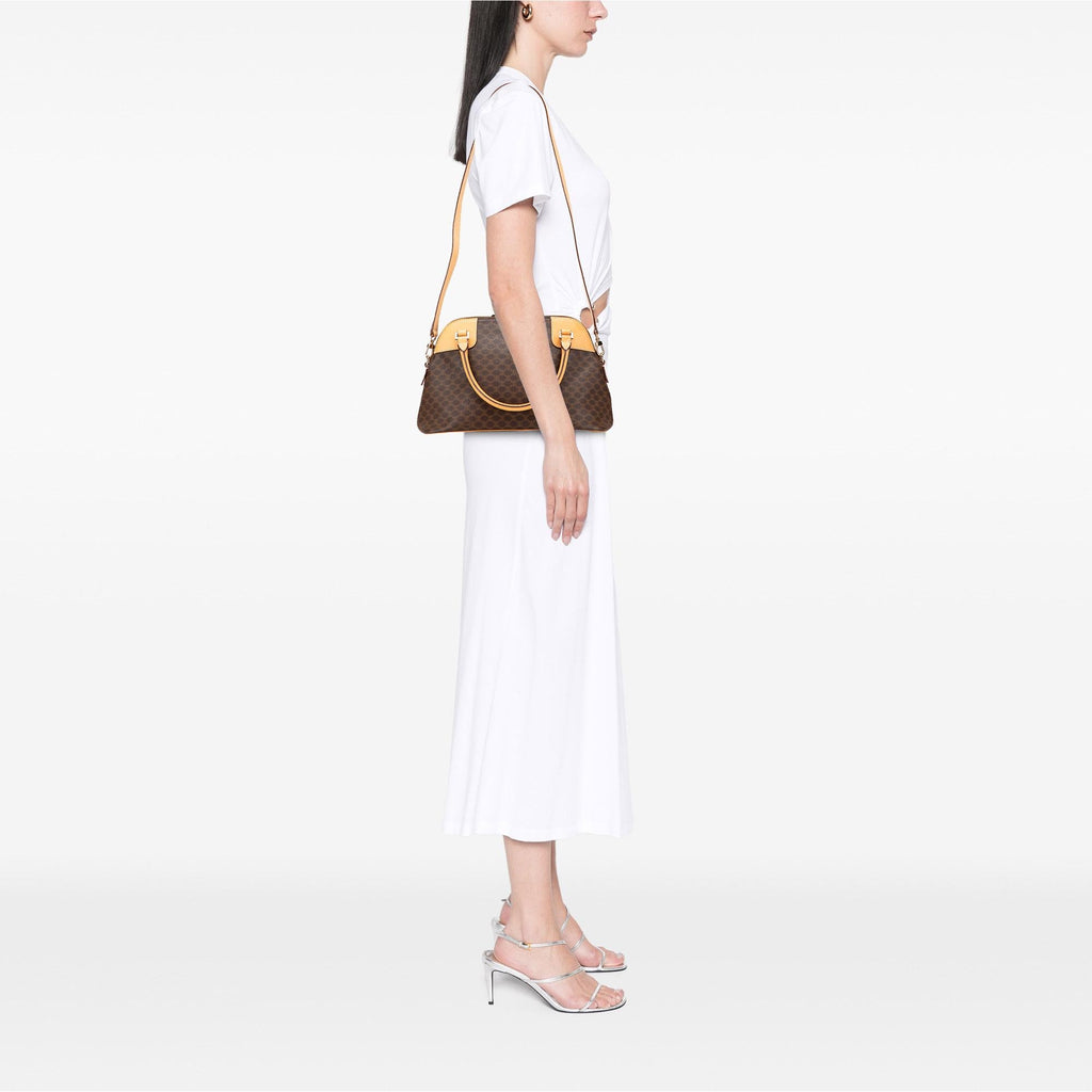 Celine Macadam Coated Canvas Dome Satchel