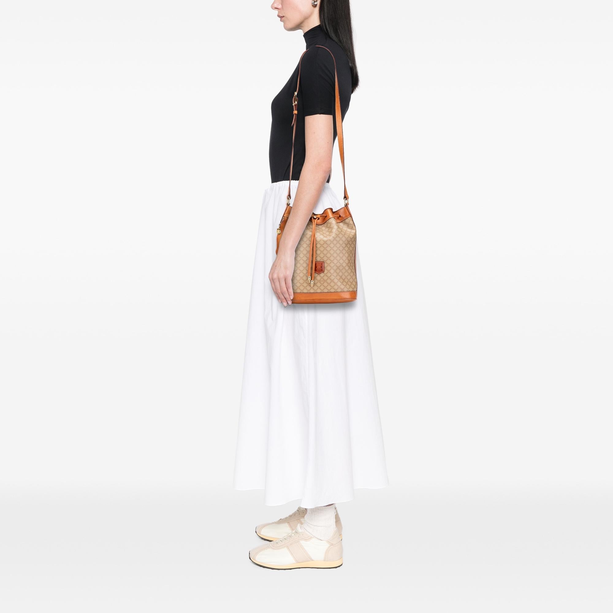 Celine Macadam Coated Canvas Drawstring Bucket Bag