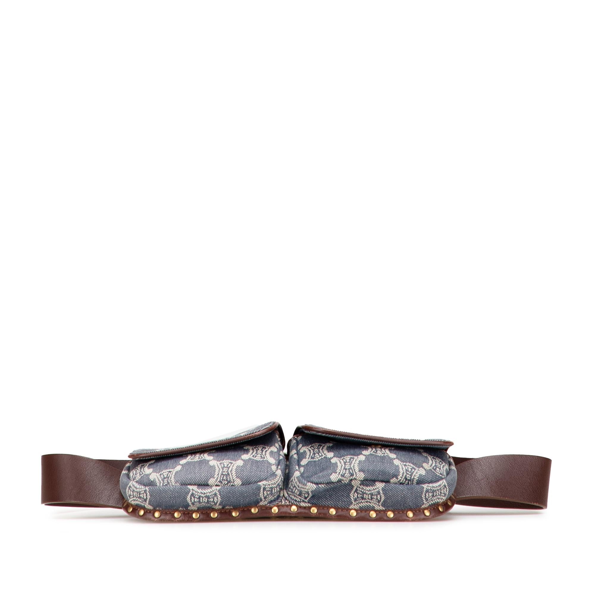 Celine Macadam Denim Double Pocket Belt Bag