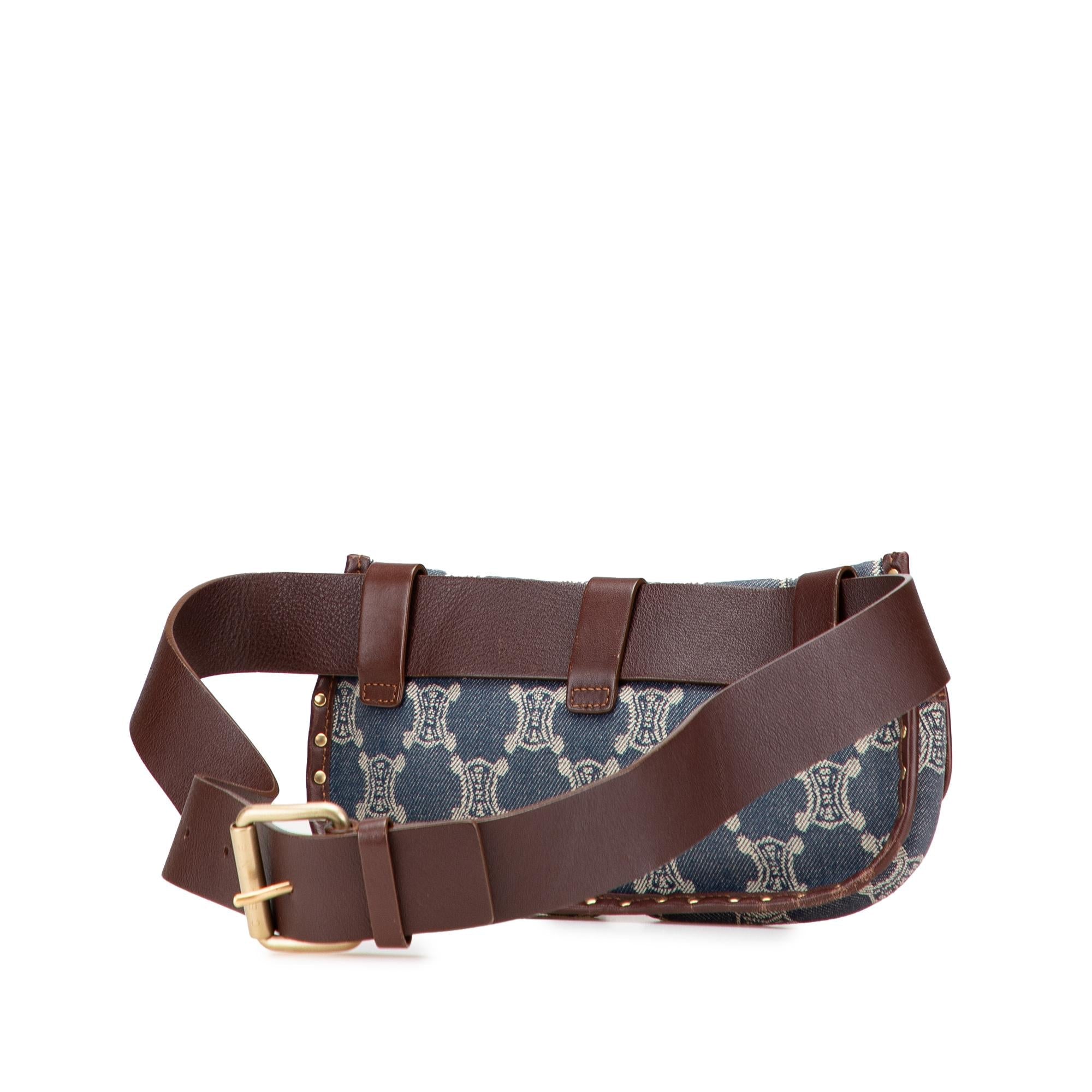 Celine Macadam Denim Double Pocket Belt Bag