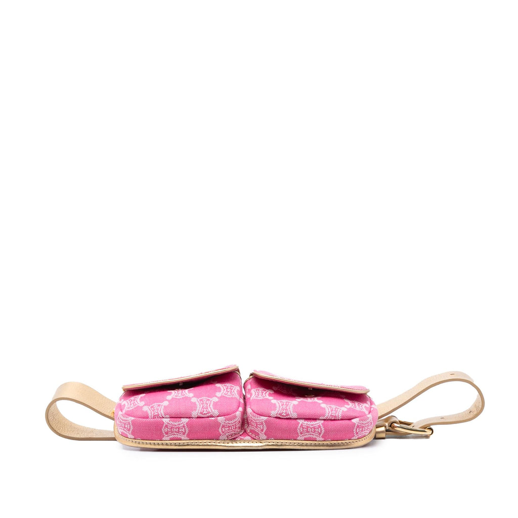 Celine Macadam Denim Double Pocket Belt Bag