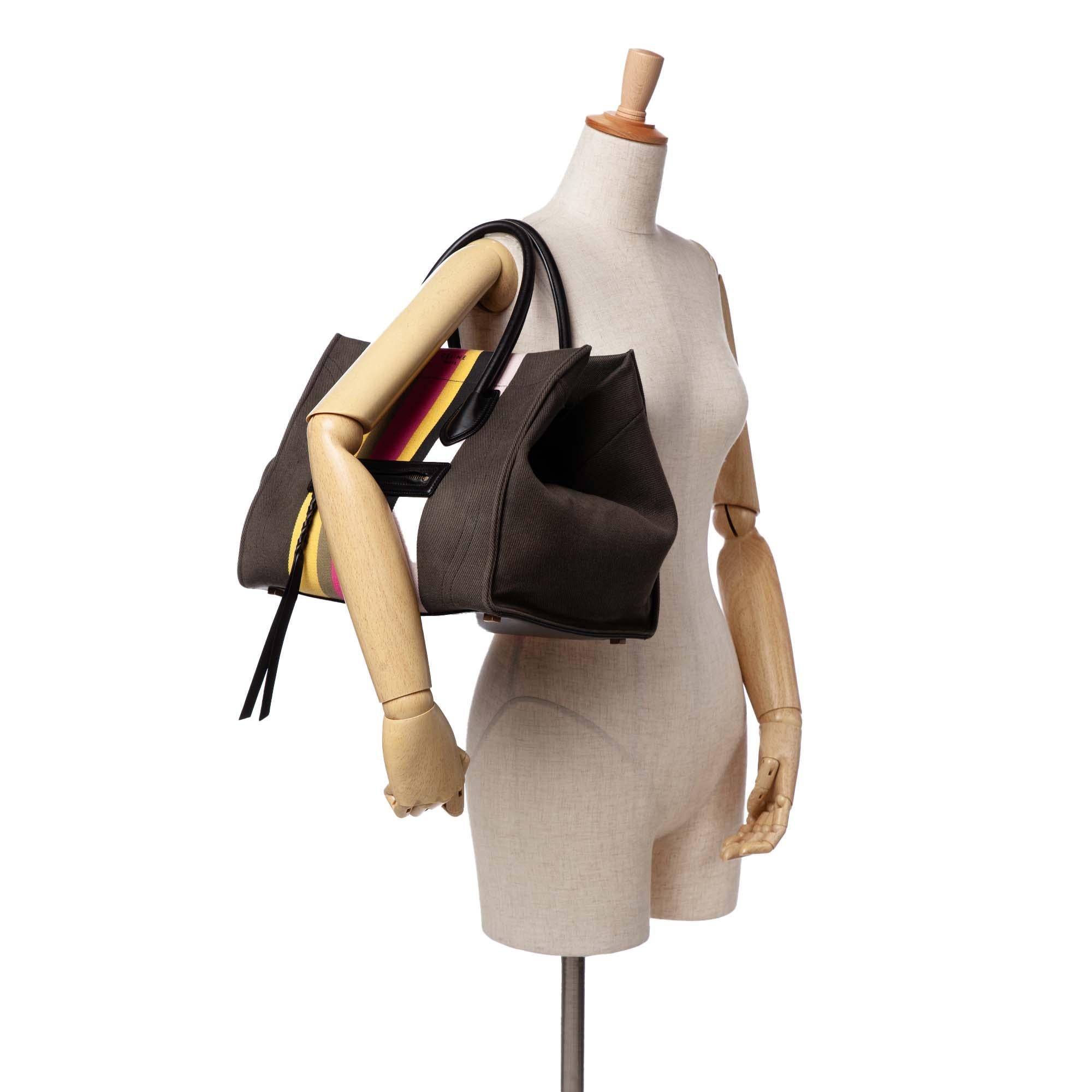 Celine Medium Canvas Striped Phantom Luggage Tote
