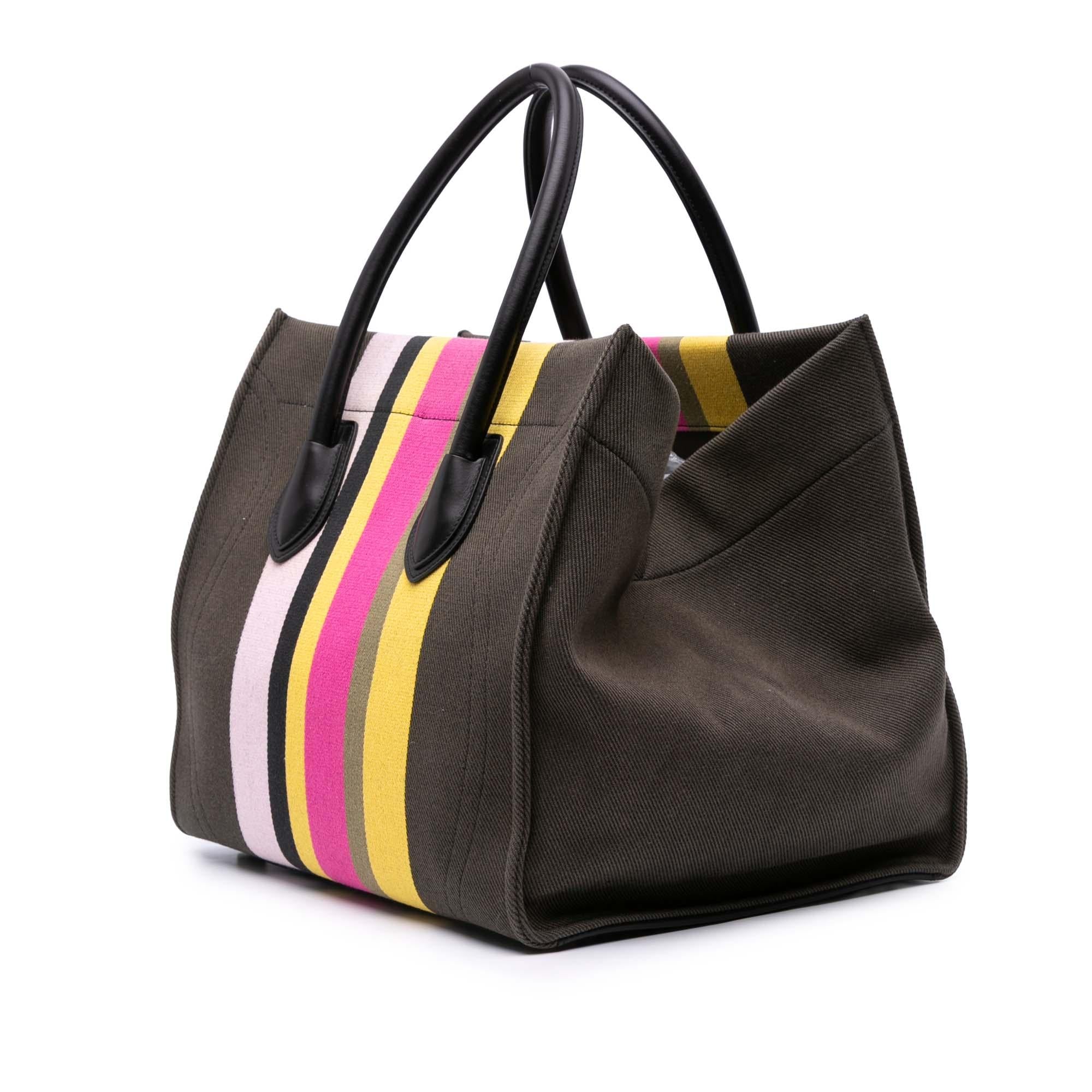 Celine Medium Canvas Striped Phantom Luggage Tote