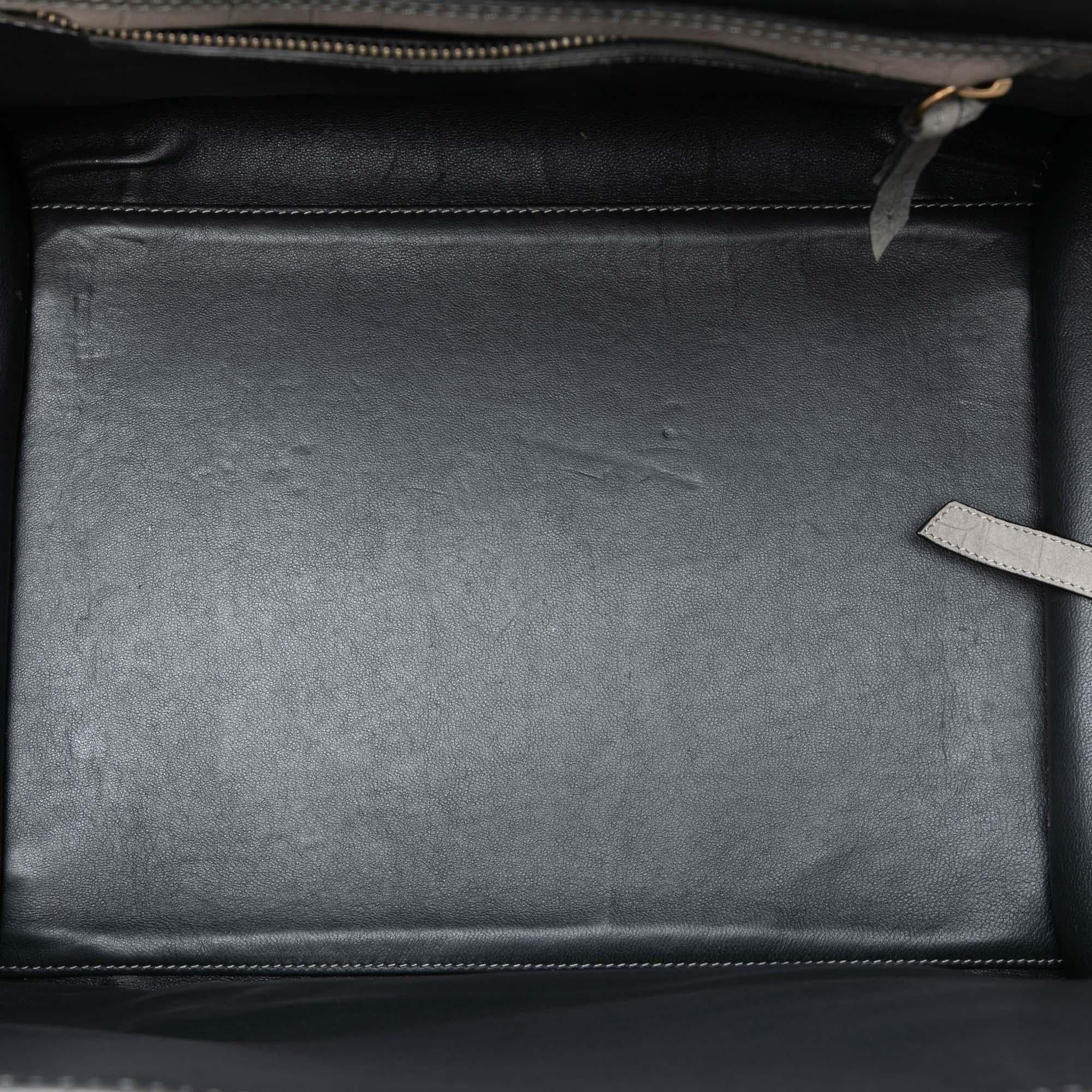 Celine Medium Croc Embossed Leather Luggage Phantom Tote