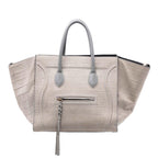 Celine Medium Croc Embossed Leather Luggage Phantom Tote