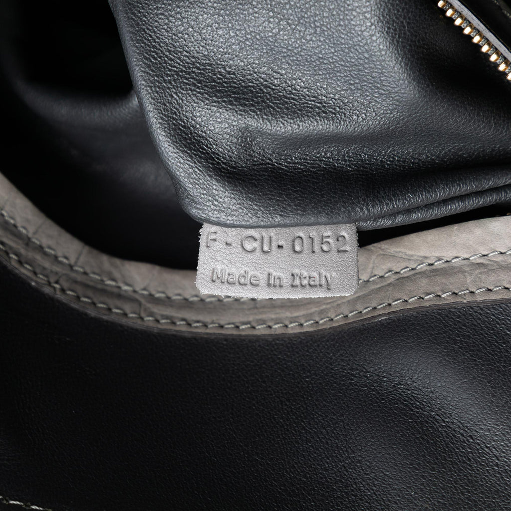 Celine Medium Croc Embossed Leather Luggage Phantom Tote