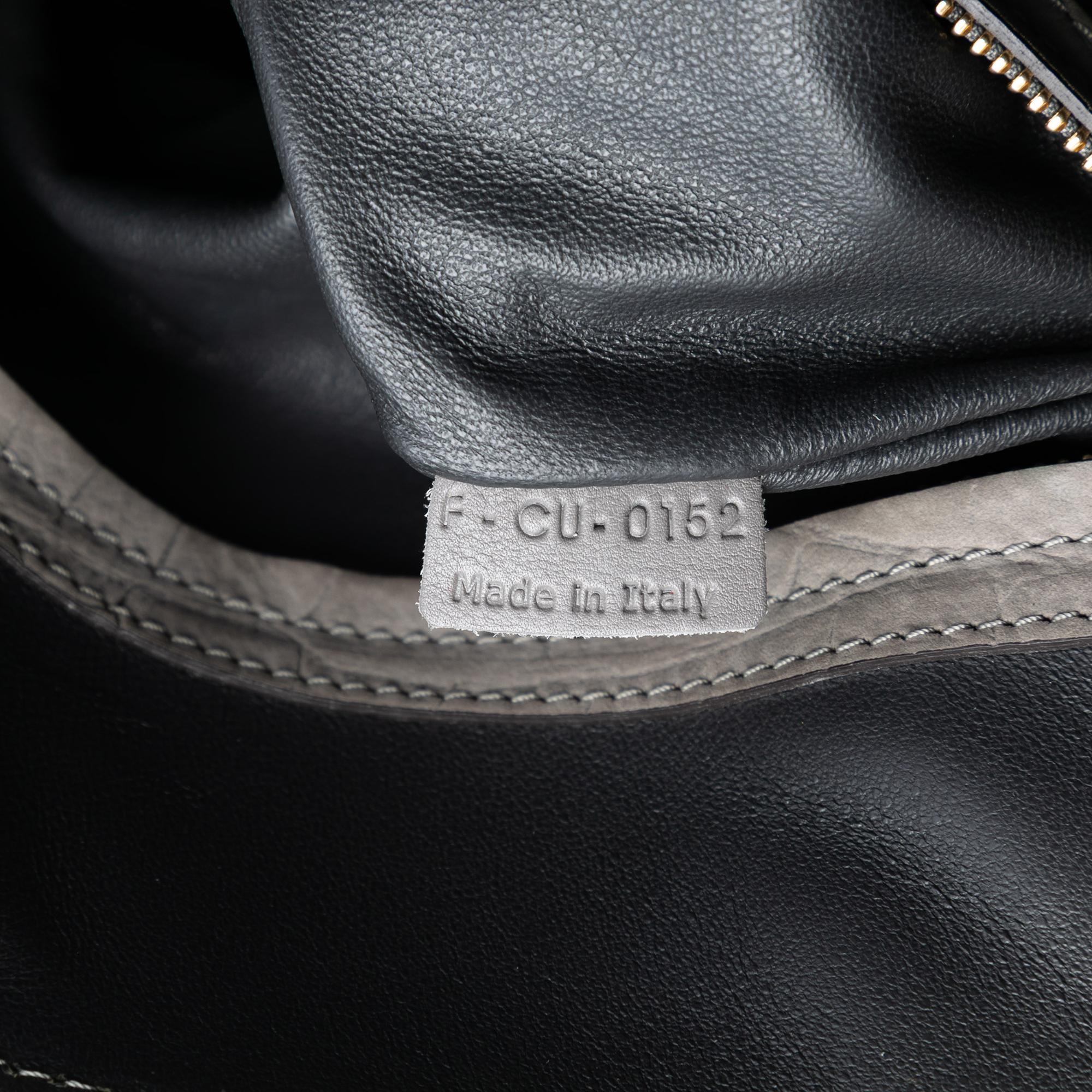 Celine Medium Croc Embossed Leather Luggage Phantom Tote
