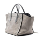 Celine Medium Croc Embossed Leather Luggage Phantom Tote