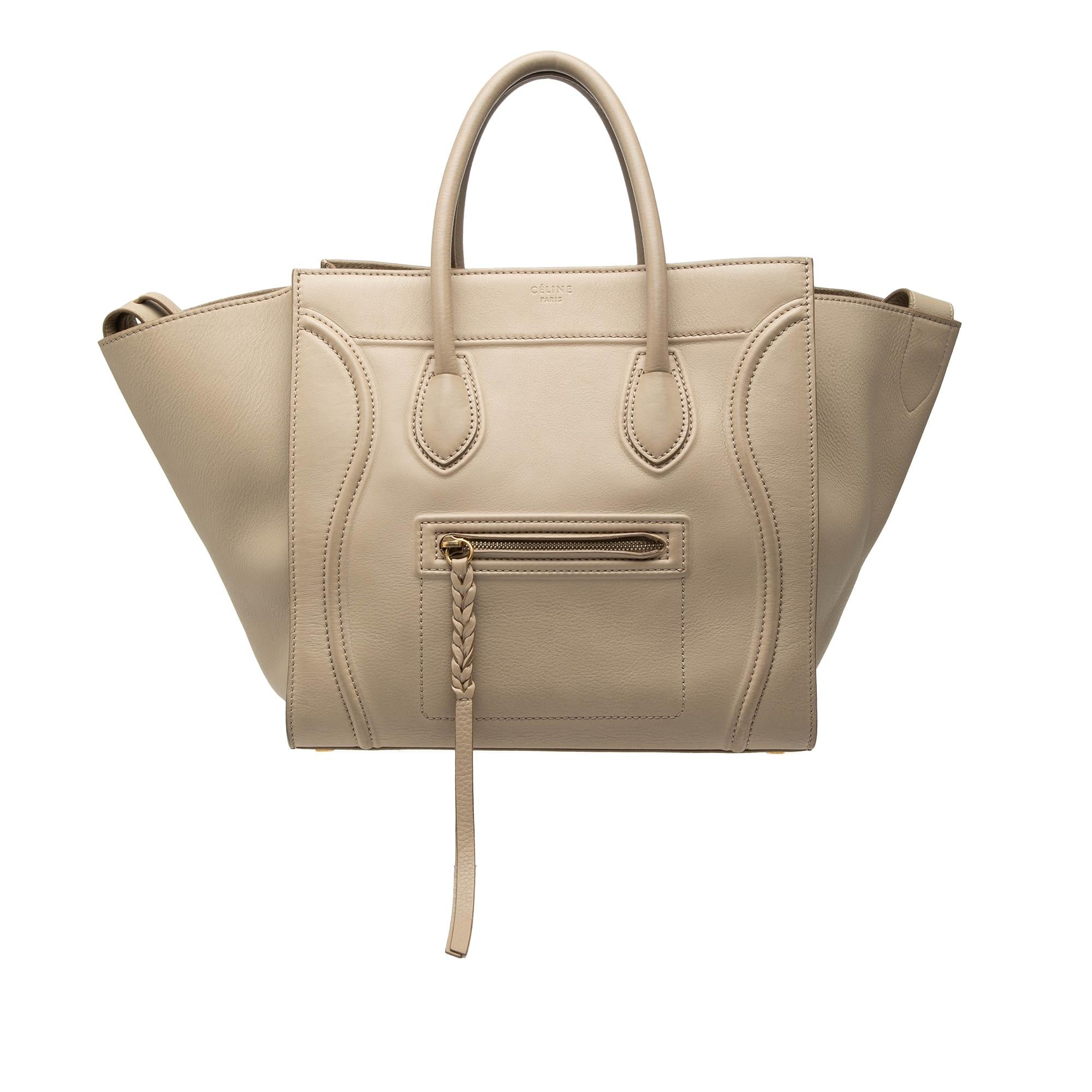 Celine Medium Leather Luggage Phantom Tote
