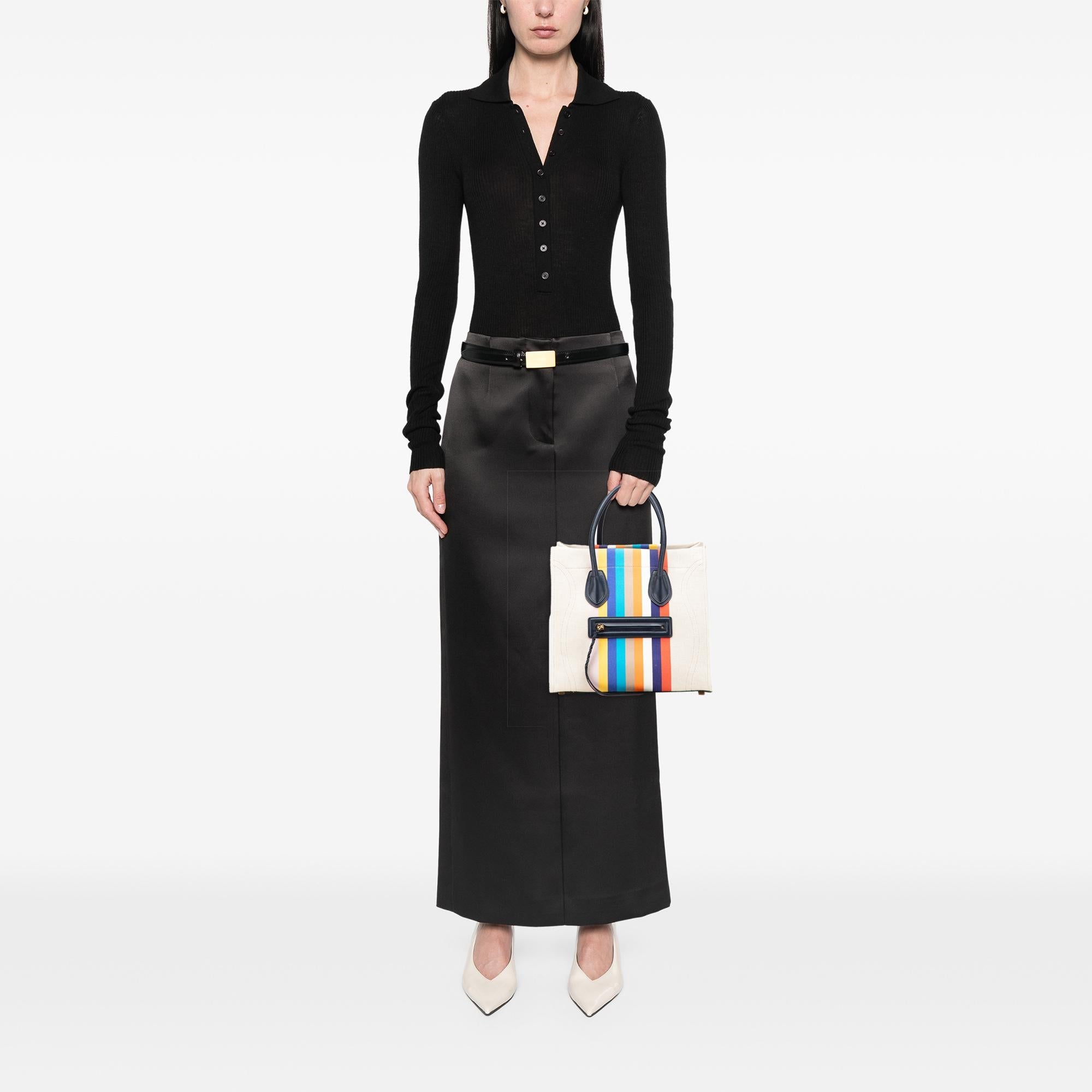 Celine Medium Striped Canvas Phantom Luggage Tote