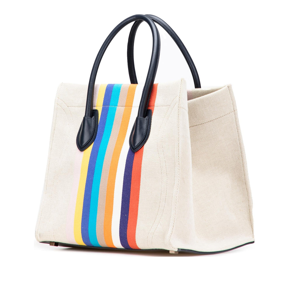 Celine Medium Striped Canvas Phantom Luggage Tote
