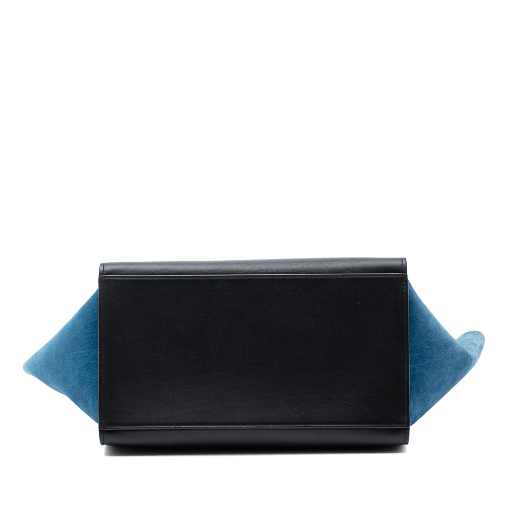 Celine Medium Tricolor Calfskin and Nubuck Trapeze Satchel