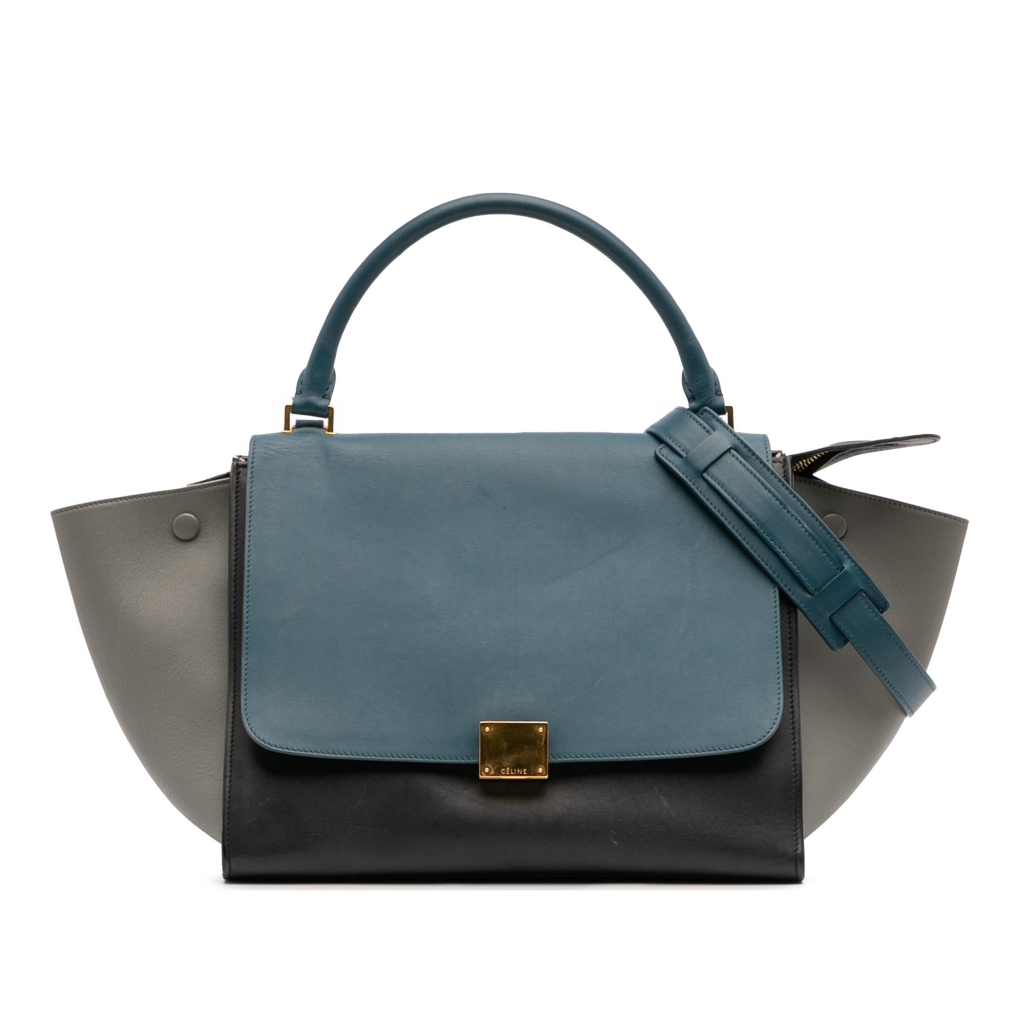 Celine Medium Tricolor Leather Trapeze Satchel