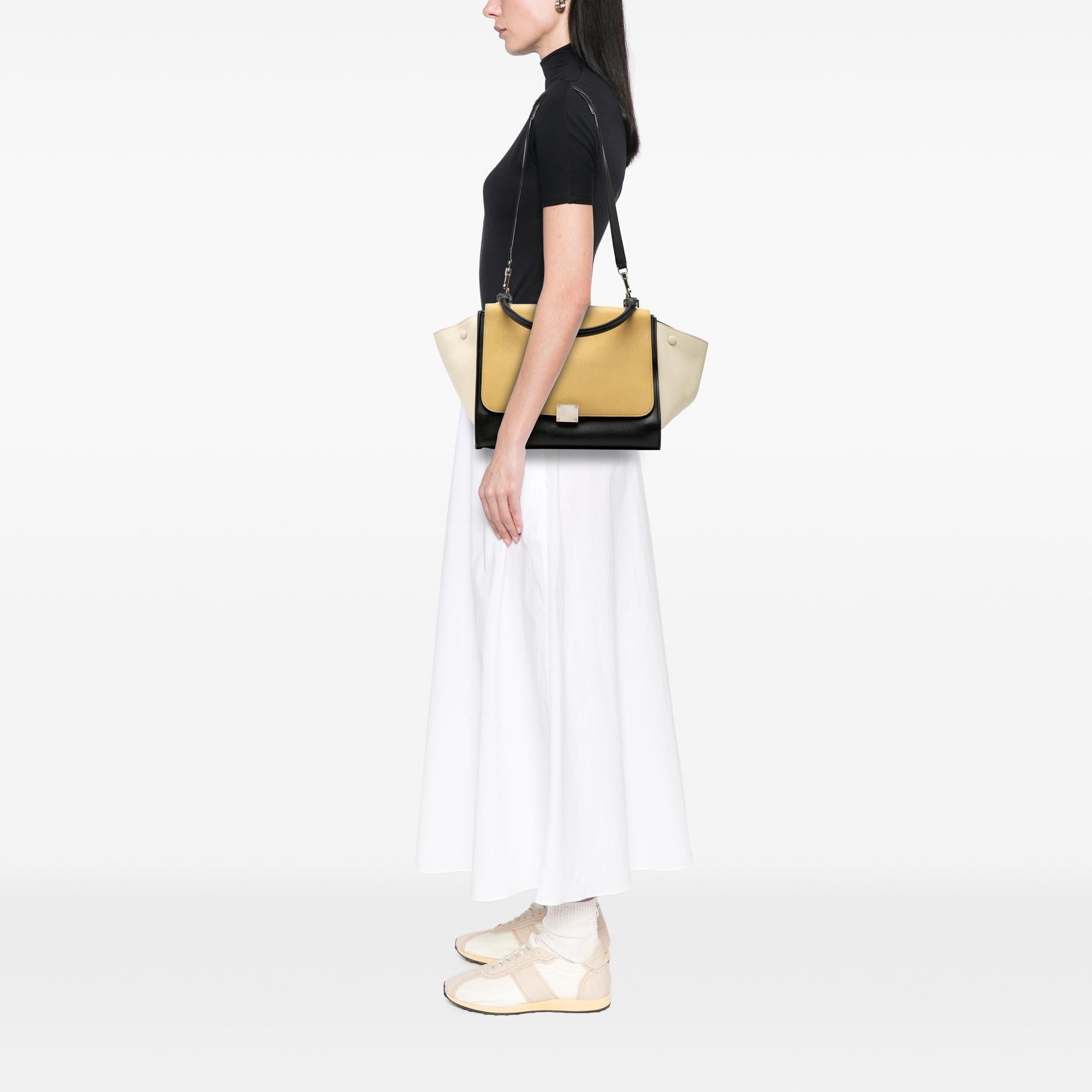 Celine Medium Tricolor Leather Trapeze Satchel