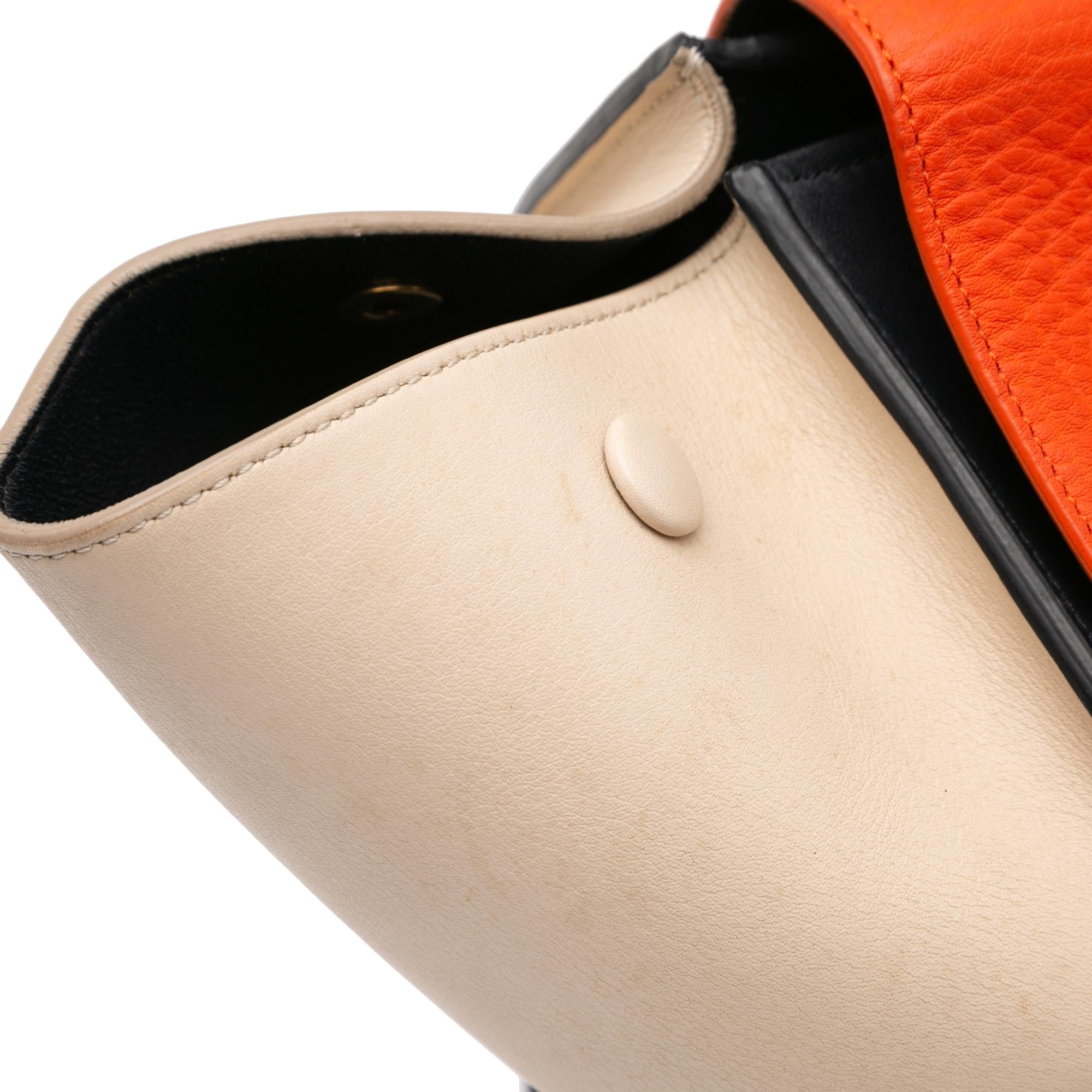 Celine Medium Tricolor Leather Trapeze Satchel