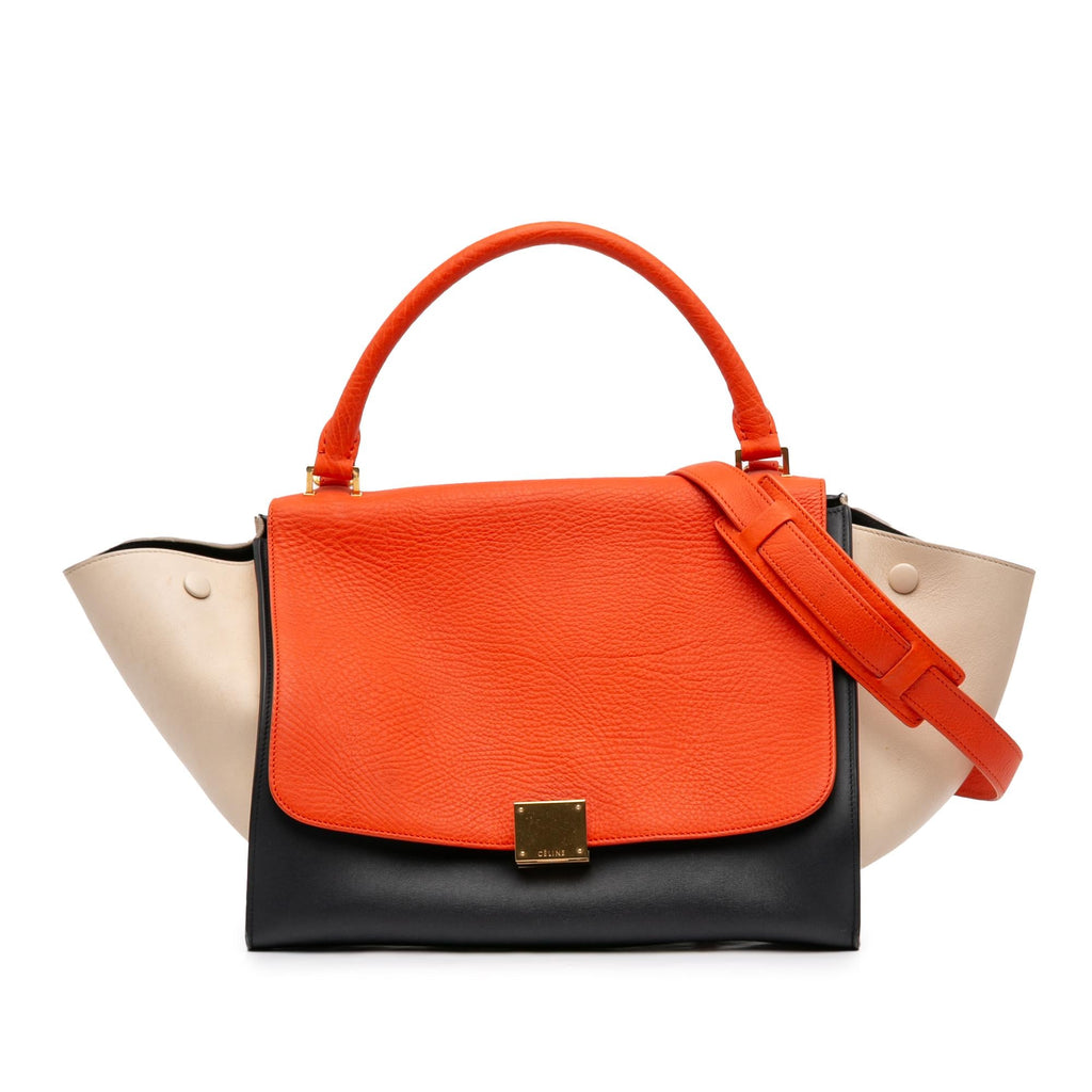 Celine Medium Tricolor Leather Trapeze Satchel