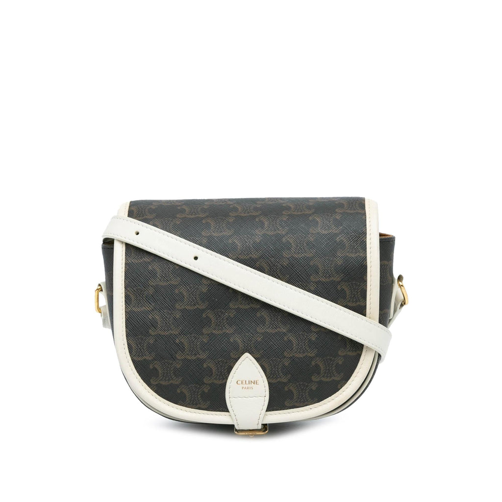 Celine Medium Triomphe Coated Canvas Folco Crossbody
