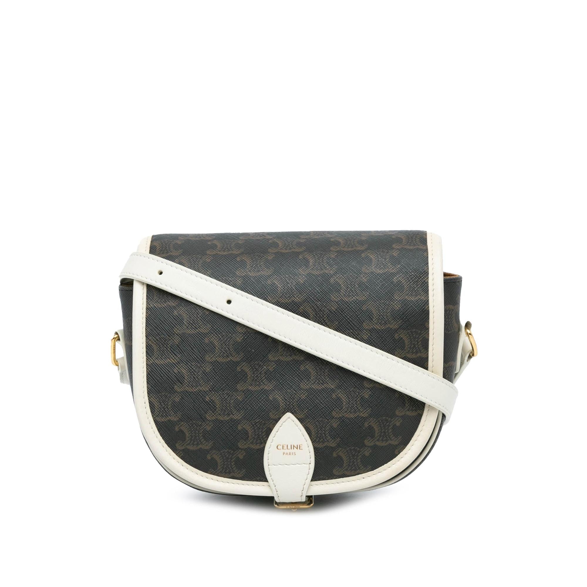 Celine Medium Triomphe Coated Canvas Folco Crossbody