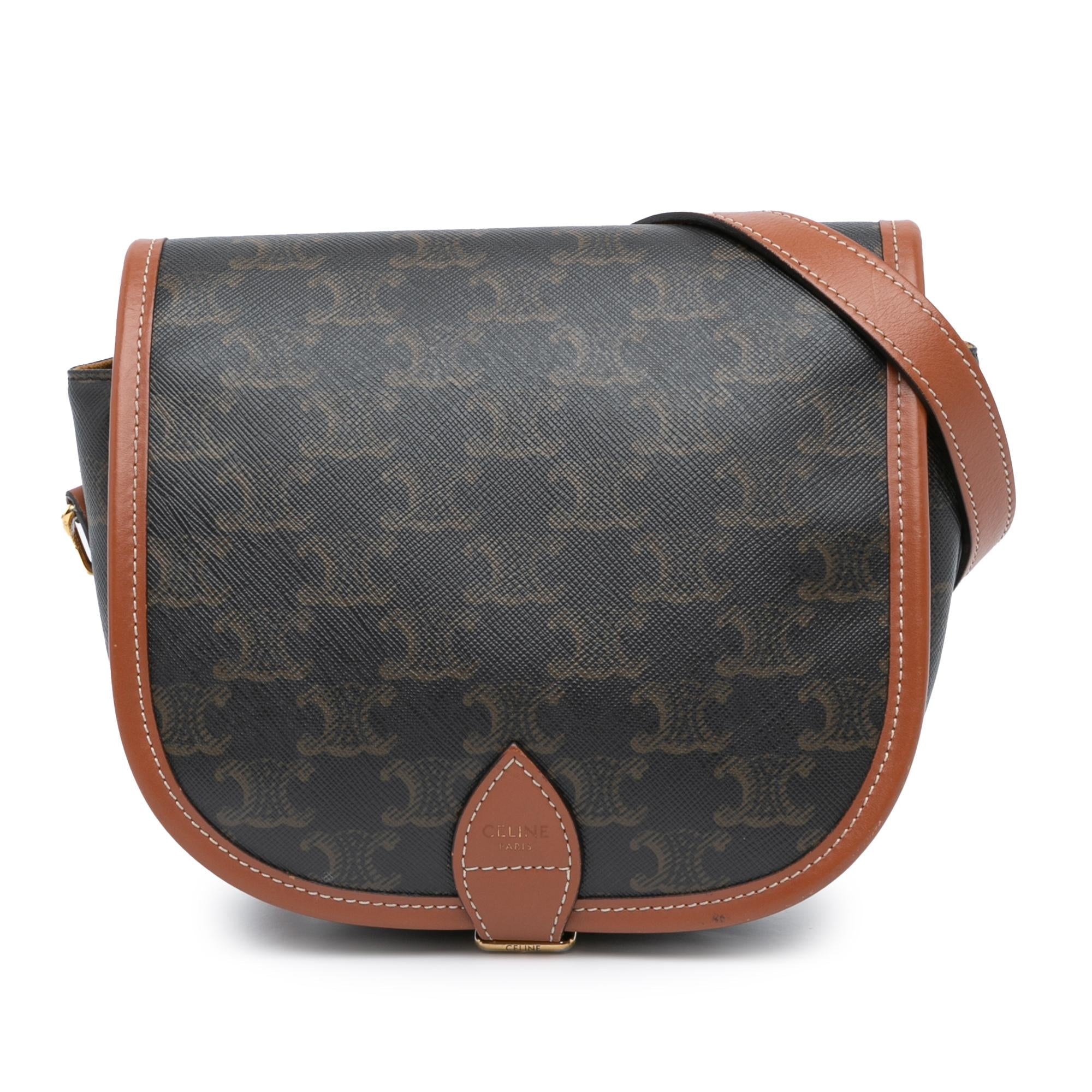 Celine Medium Triomphe Coated Canvas Folco Crossbody
