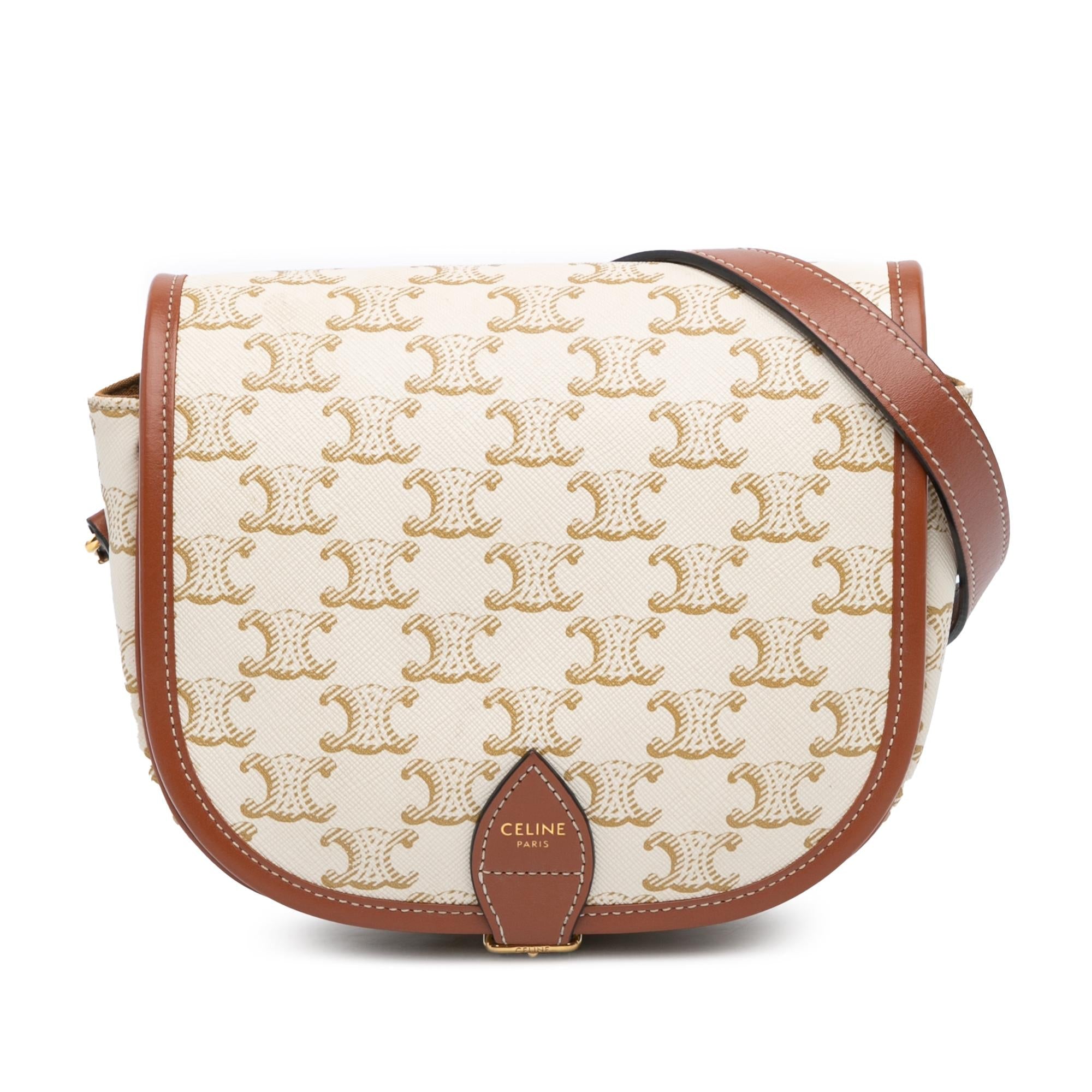Celine Medium Triomphe Coated Canvas Folco Crossbody