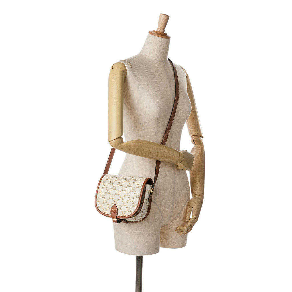 Celine Medium Triomphe Coated Canvas Folco Crossbody
