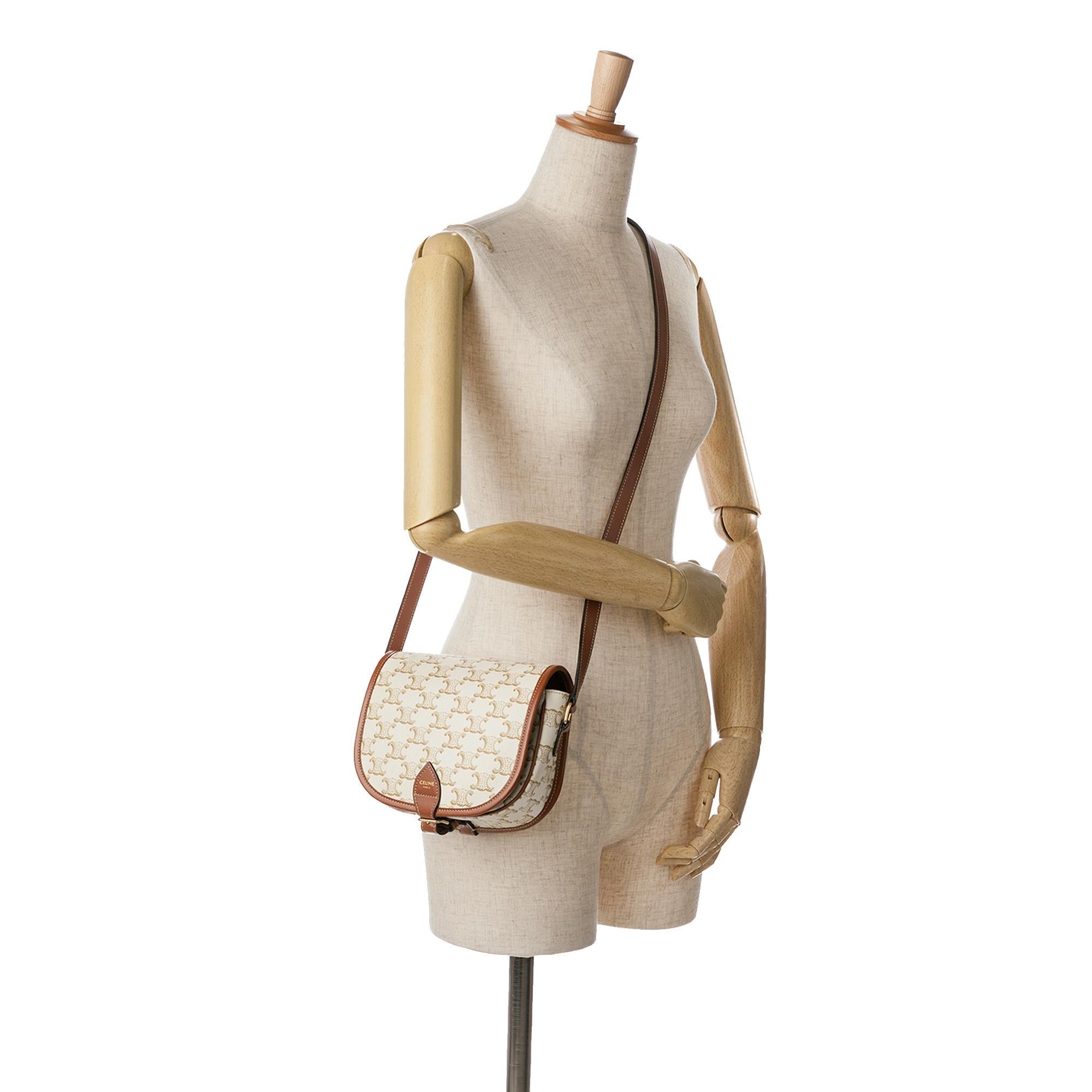 Celine Medium Triomphe Coated Canvas Folco Crossbody