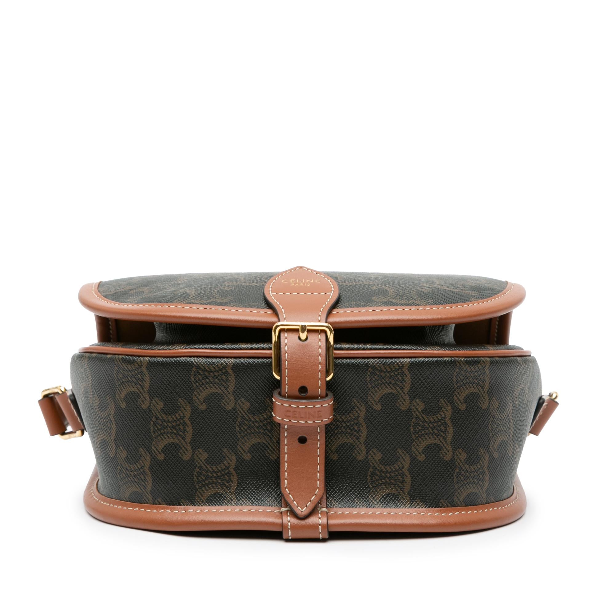 Celine Medium Triomphe Coated Canvas Folco Crossbody
