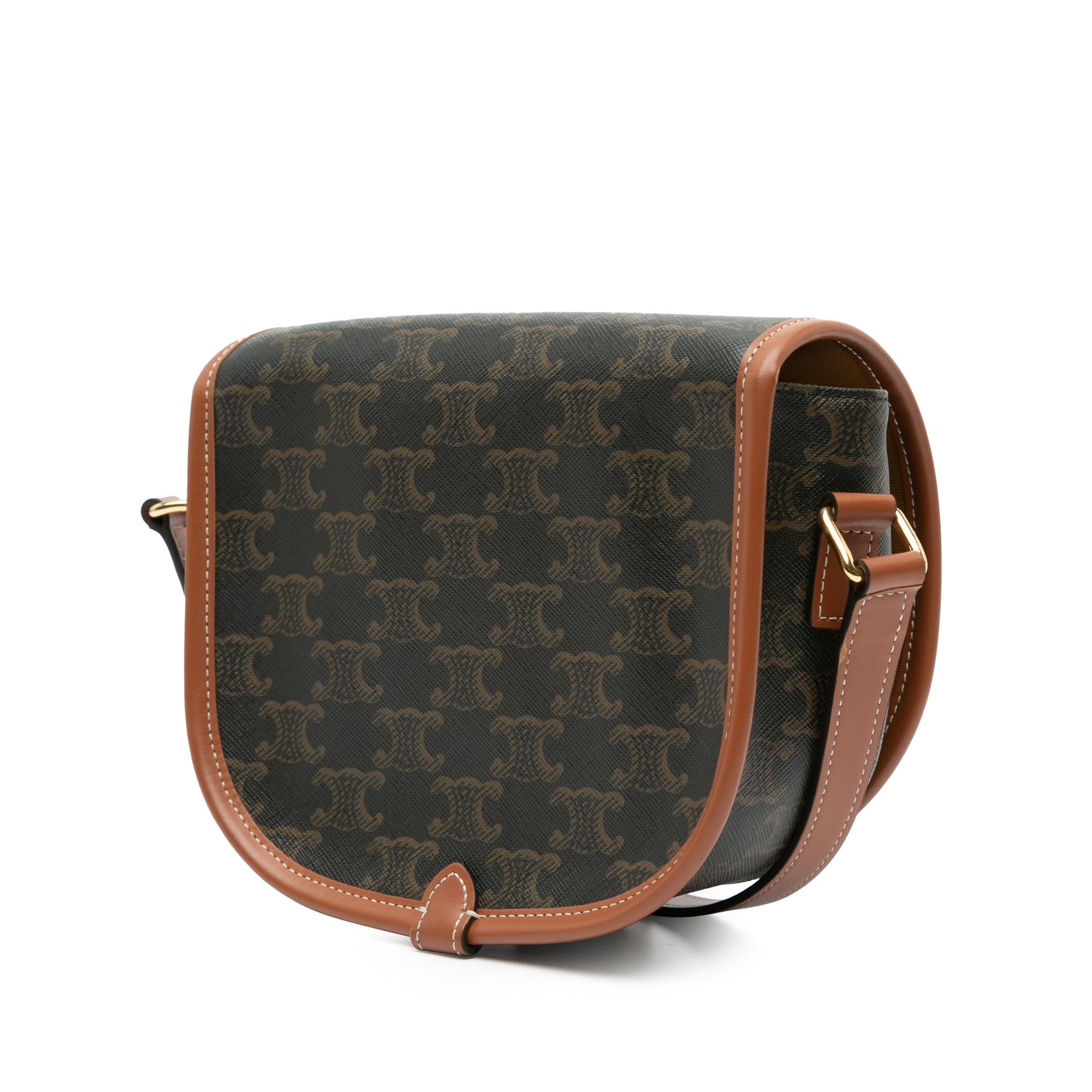 Celine Medium Triomphe Coated Canvas Folco Crossbody
