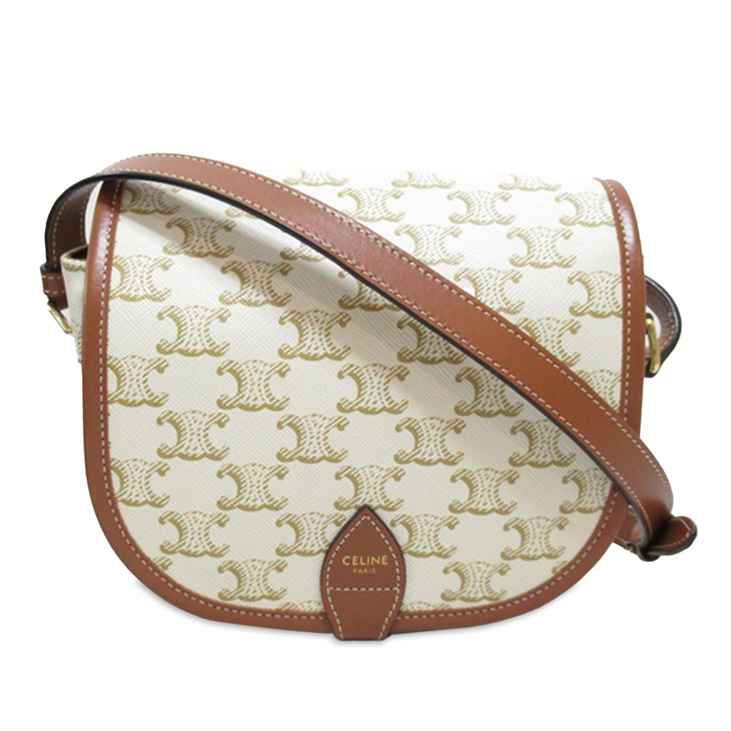 Celine Medium Triomphe Coated Canvas Folco Crossbody