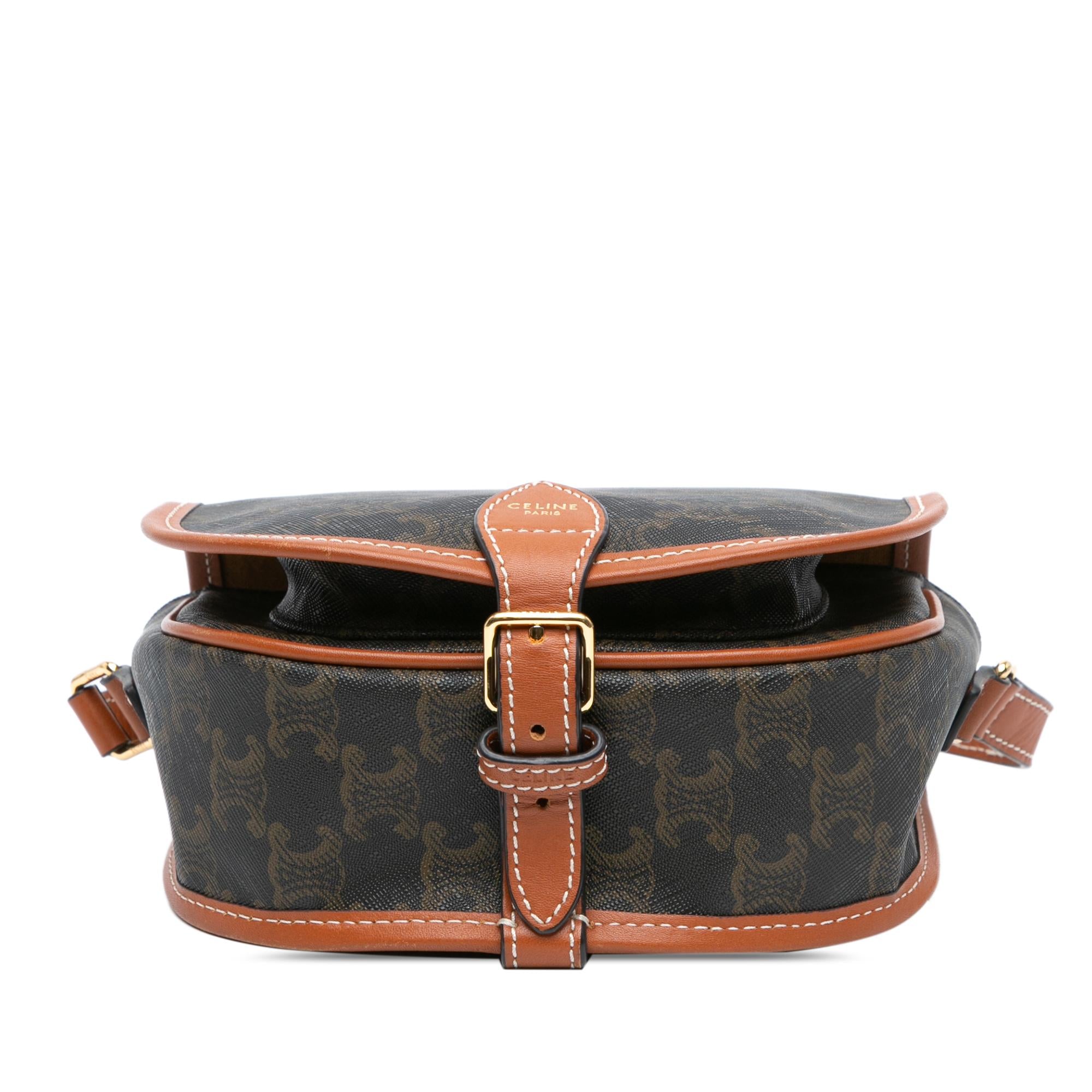 Celine Medium Triomphe Coated Canvas Folco Crossbody