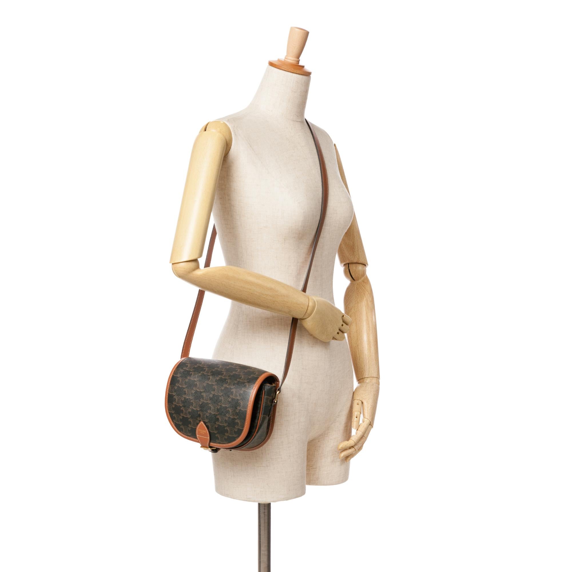Celine Medium Triomphe Coated Canvas Folco Crossbody