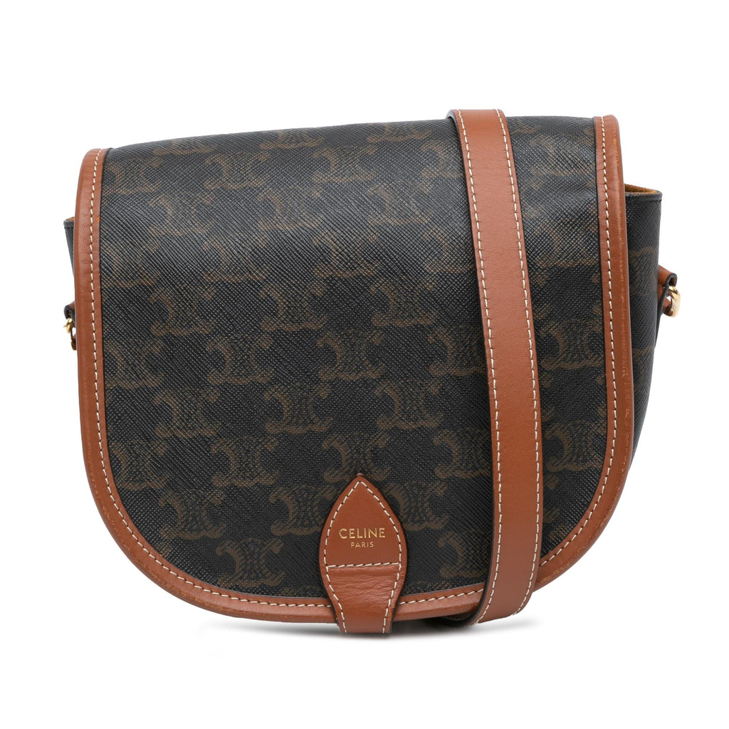 Celine Medium Triomphe Coated Canvas Folco Crossbody