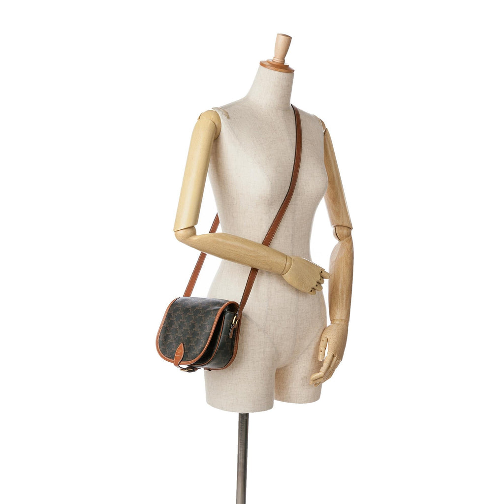 Celine Medium Triomphe Coated Canvas Folco Crossbody