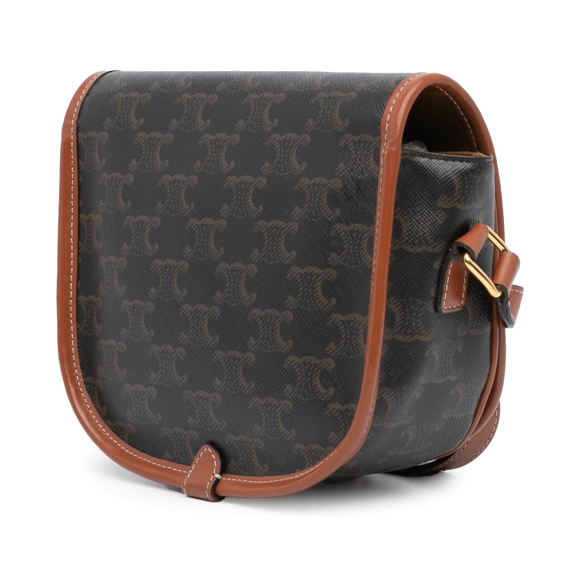Celine Medium Triomphe Coated Canvas Folco Crossbody