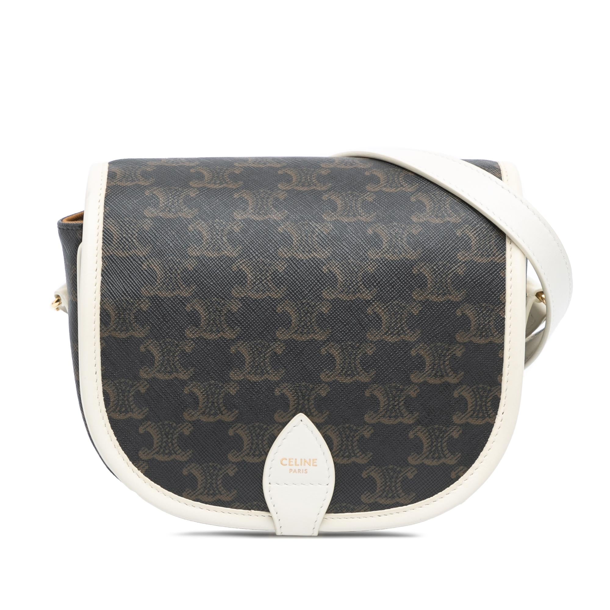 Celine Medium Triomphe Coated Canvas Folco Crossbody