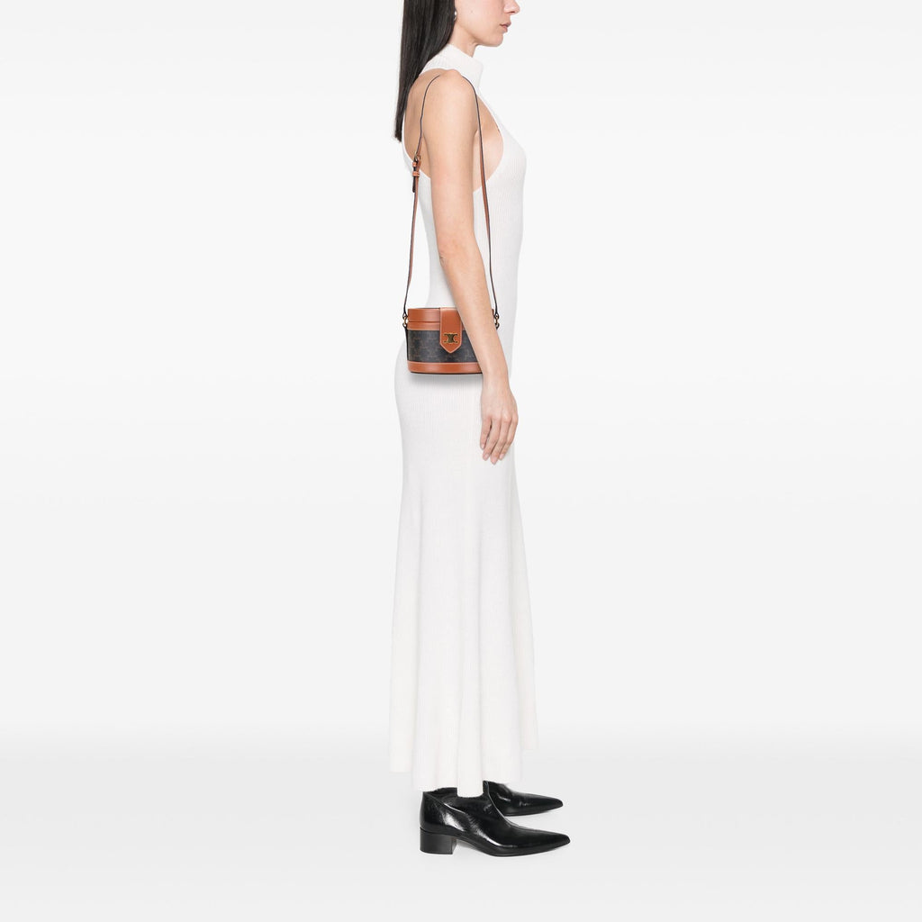 Celine Medium Triomphe Coated Canvas Tambour Crossbody