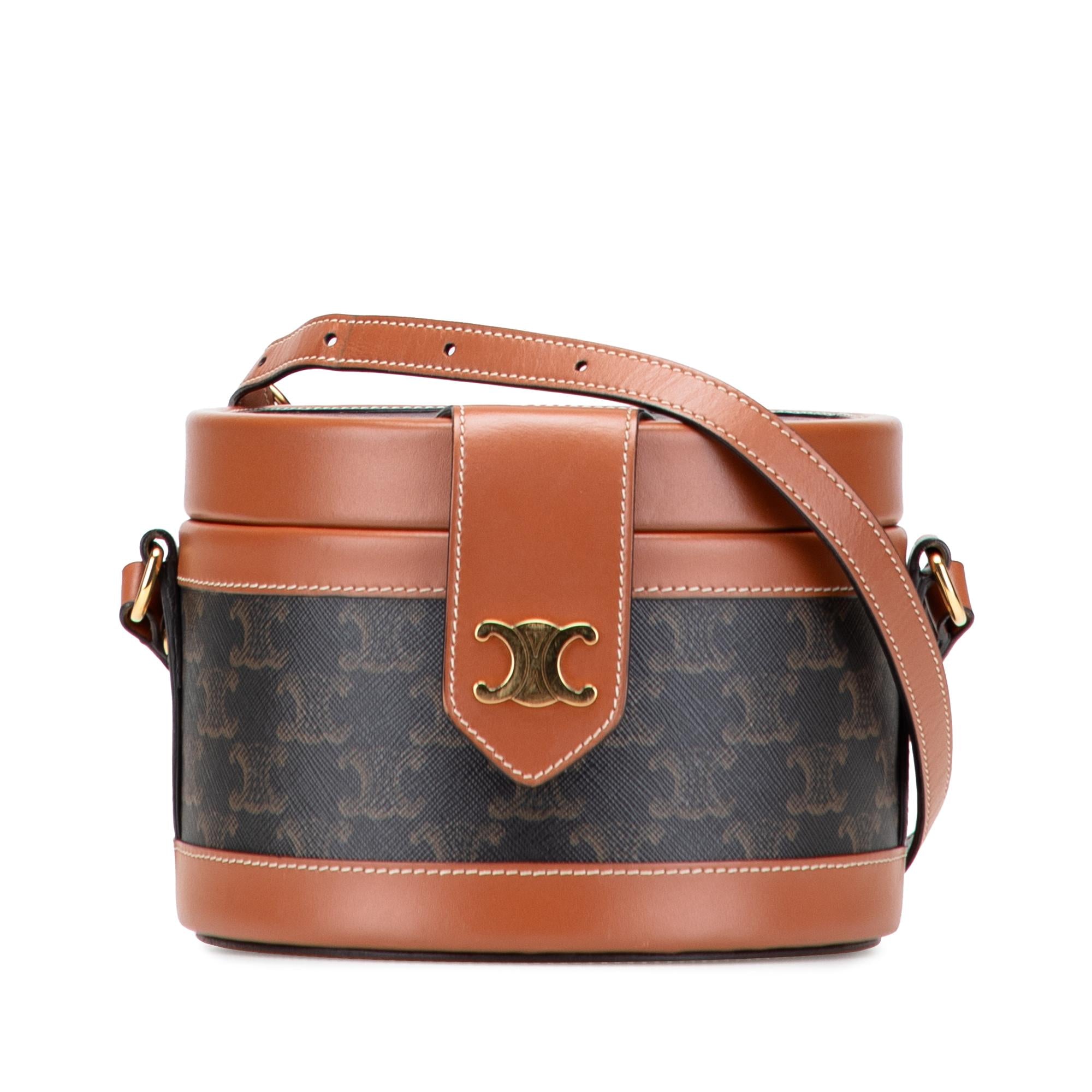 Celine Medium Triomphe Coated Canvas Tambour Crossbody