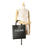 Celine Medium Triomphe Coated Canvas Vertical Cabas Satchel (SHG-JoQCOx)