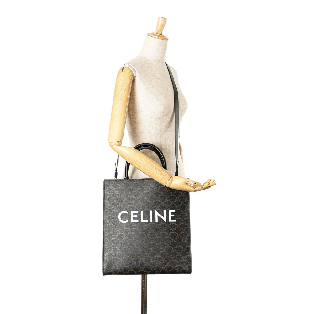 Celine Medium Triomphe Coated Canvas Vertical Cabas Satchel