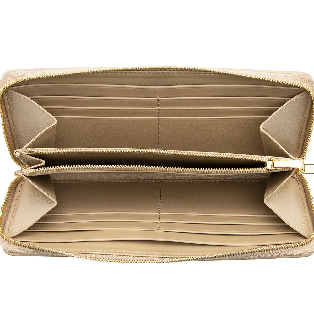 Celine Metallic Leather Zip Continental Wallet (SHF-19483)