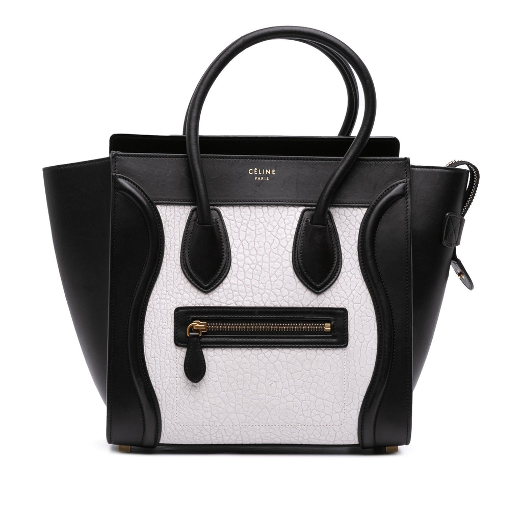 Celine Micro Bicolor Leather Luggage Tote